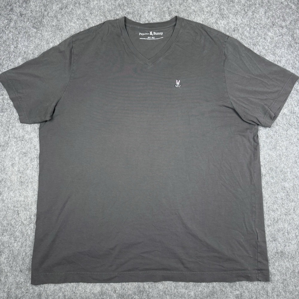 Psycho Bunny Shirt Mens Gray 3XLT V Neck Short Sleeve Pima Cotton Preppy